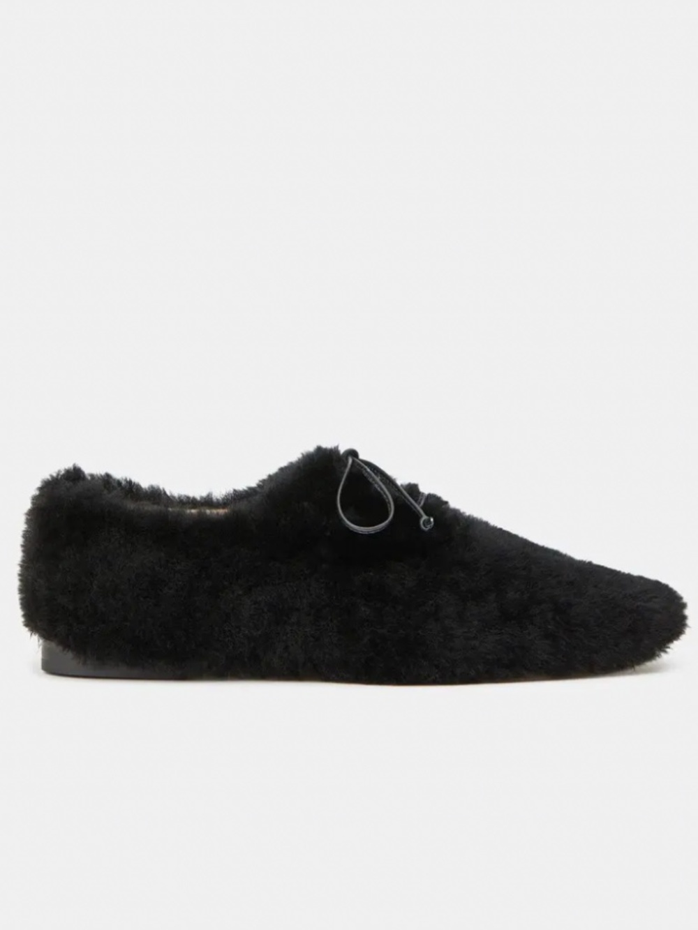 Lafayette 148 black shearling lace up derby loafers jazz shoes sz 36 / 6